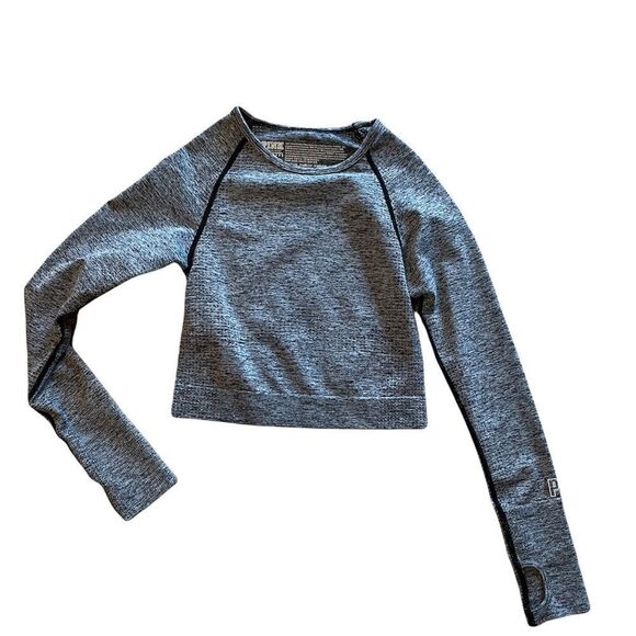 PINK By Victoria’s Secret gray seamless long sleeve cropped workout top small - Picture 1 of 4